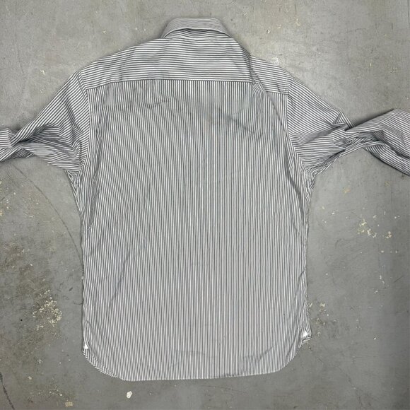 Ermenegildo Zegna Dress Shirt Striped Long Sleeve Cotton White 41 16 Large - Picture 8 of 8